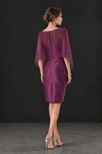 BOLODOO Plum Cape Knee-Length Mother of the Bride Dress - Plum - Plum (2)