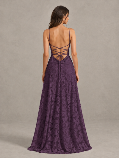 BOLODOO Plum Floral Appliqué Slit Maxi Dress - Plum - Plum (2)