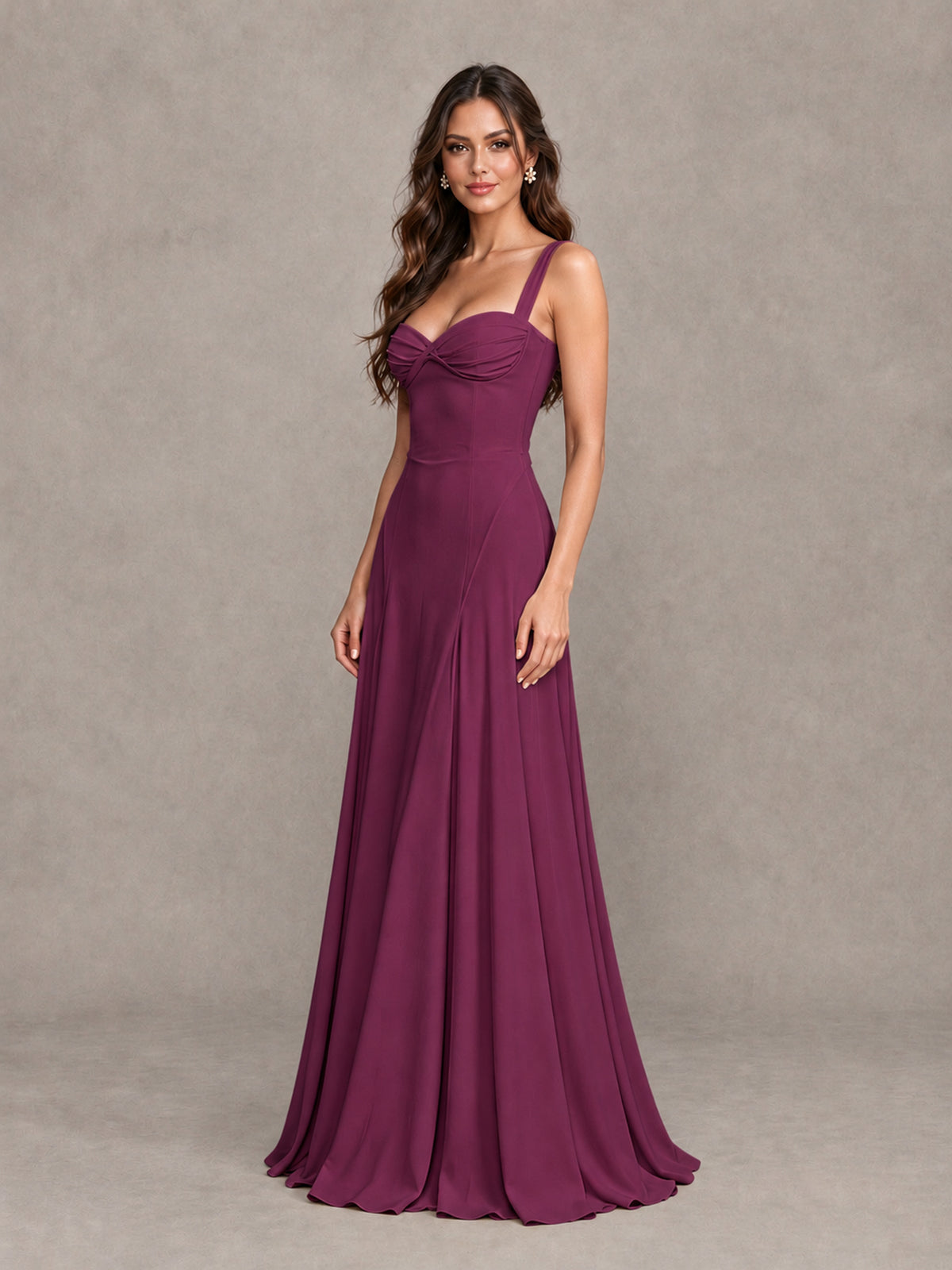 BOLODOO Plum Sweetheart Lace-Up Back Bridesmaid Dress - Plum - Plum (3)