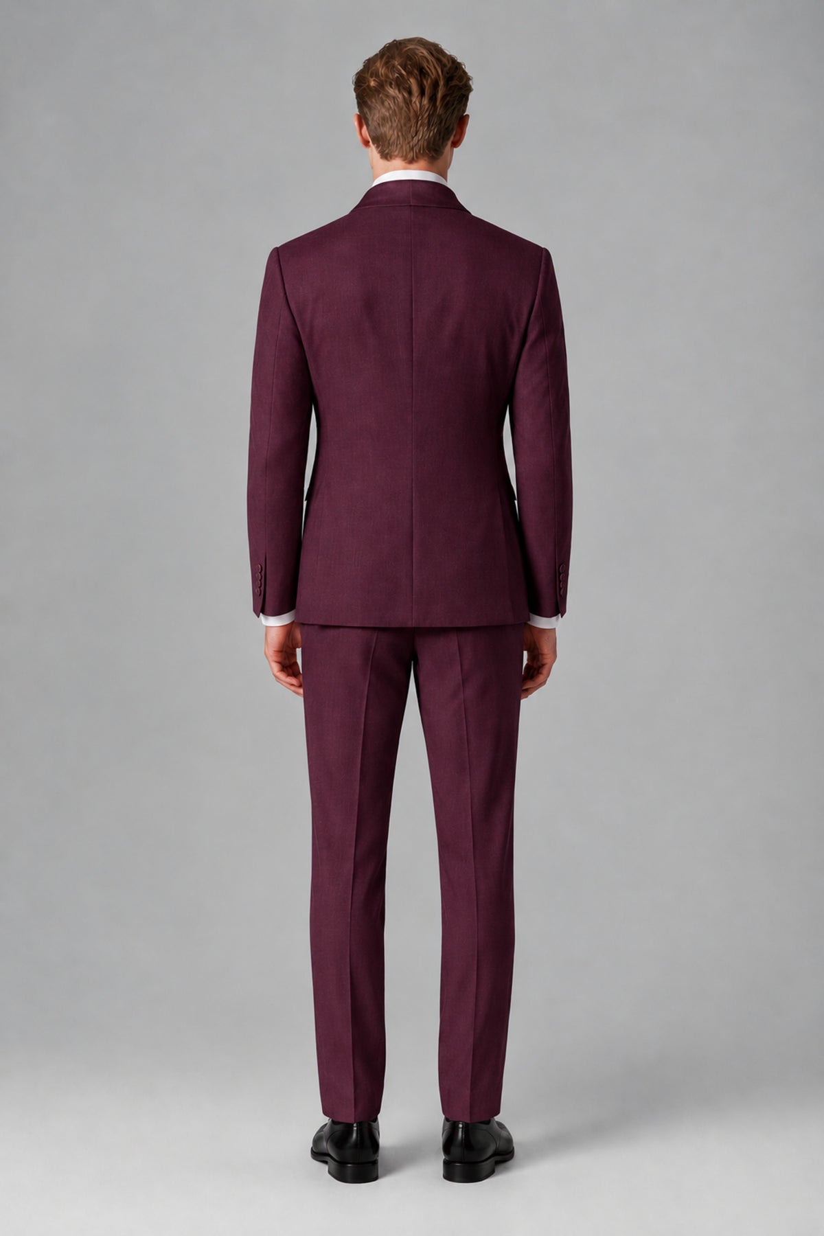 Bolodoo Men's Plum Shawl Lapel 2-Piece Tuxedo Suit – Jacket & Trousers - Plum - Plum (4)