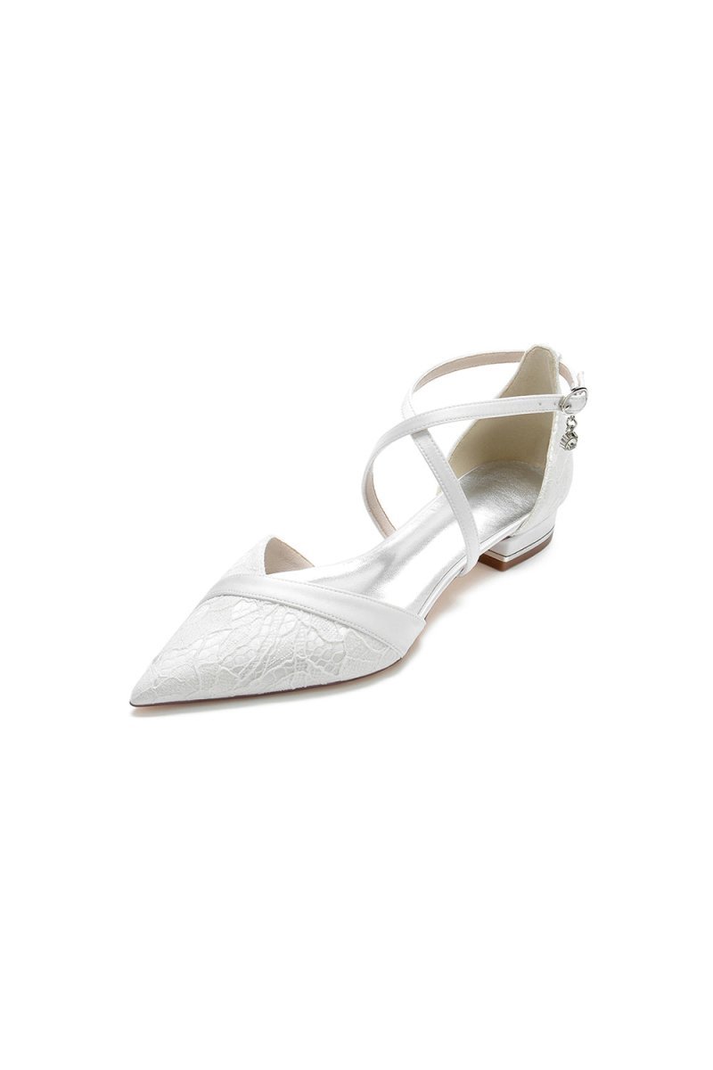 Pointed Toe Lace Ankle Strap Kitten Heels - BOLODOO