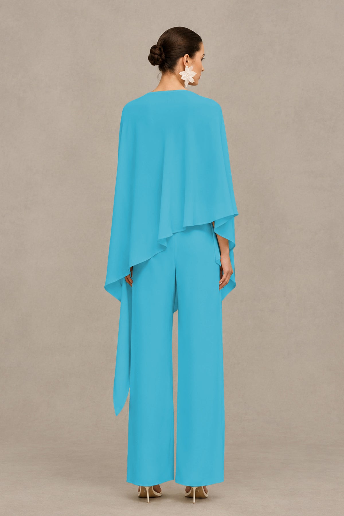 BOLODOO Pool Cape Sleeve Wide-Leg Formal Pantsuit - Pool - Pool_02