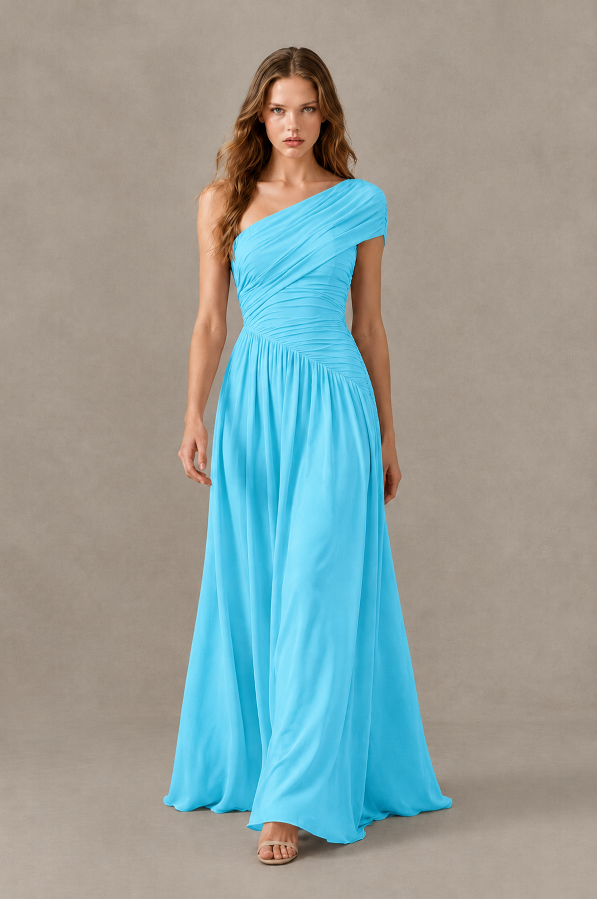 BOLODOO Pool One-Shoulder Ruched Floor-Length Bridesmaid Dress - Pool - Pool_03