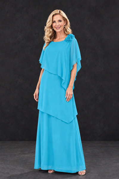 BOLODOO Pool Tiered Flutter Sleeve Mother of the Bride Maxi Dress - Pool - Pool_1