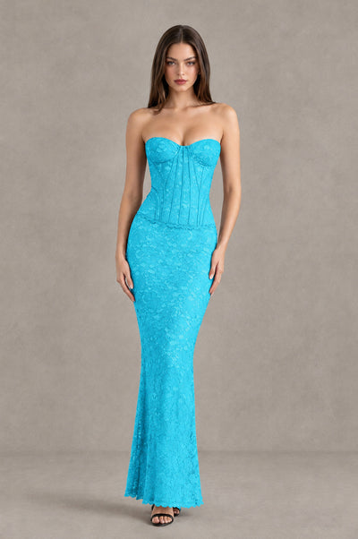 BOLODOO Pool Strapless Lace Corset Wedding Guest Dress - Pool - Pool_1