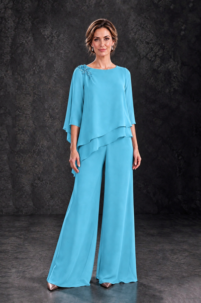 BOLODOO Pool Layered Wide-Leg Mother of the Bride Pant Suit - Pool - Pool_1