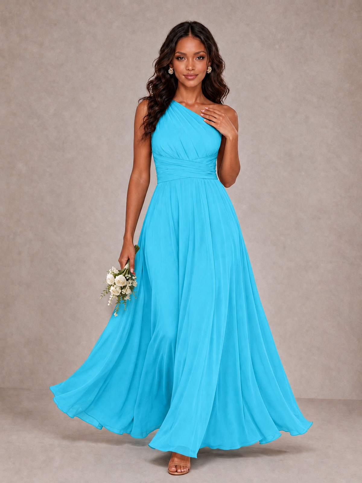 BOLODOO Pool One-Shoulder A-Line Bridesmaid Dress - Pool - Pool_1