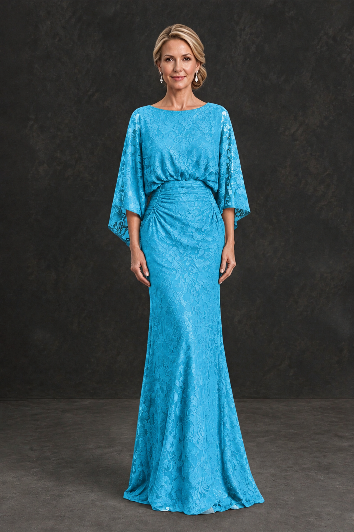 BOLODOO Pool Lace Flutter Sleeve Mother of the Bride Dress - Pool - Pool_1