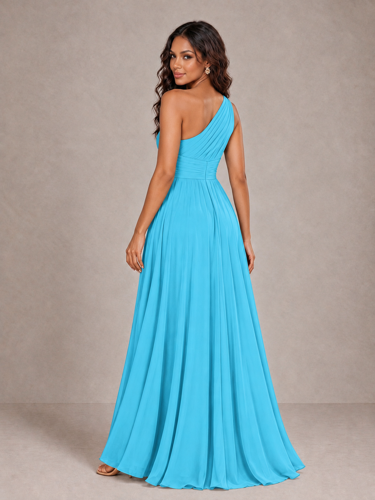 BOLODOO Pool One-Shoulder A-Line Bridesmaid Dress - Pool - Pool_2