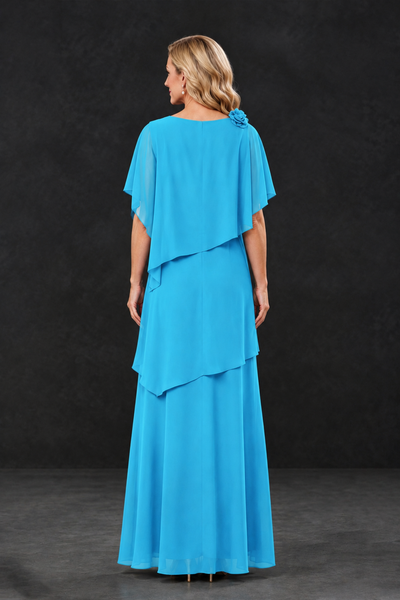 BOLODOO Pool Tiered Flutter Sleeve Mother of the Bride Maxi Dress - Pool - Pool_2
