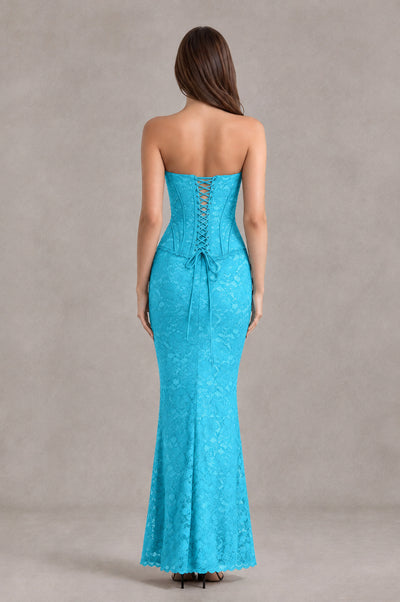 BOLODOO Pool Strapless Lace Corset Wedding Guest Dress - Pool - Pool_2