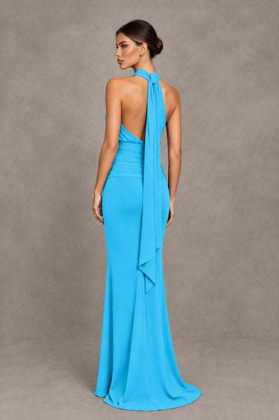 BOLODOO Pool Chiffon Halter Maxi Formal Wedding Guest Dress - Pool - Pool_2