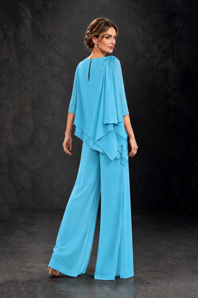 BOLODOO Pool Layered Wide-Leg Mother of the Bride Pant Suit - Pool - Pool_2