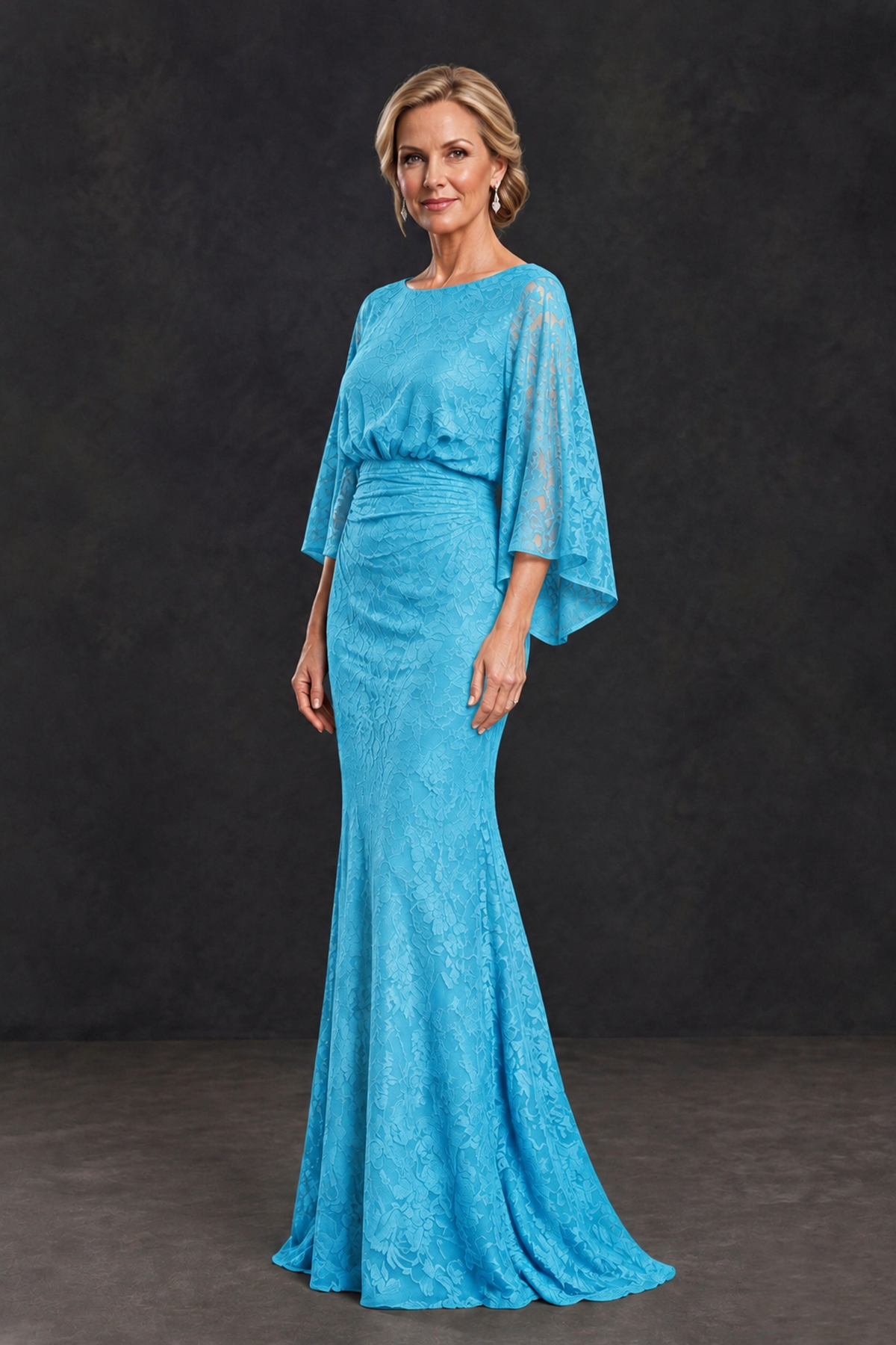 BOLODOO Pool Lace Flutter Sleeve Mother of the Bride Dress - Pool - Pool_3