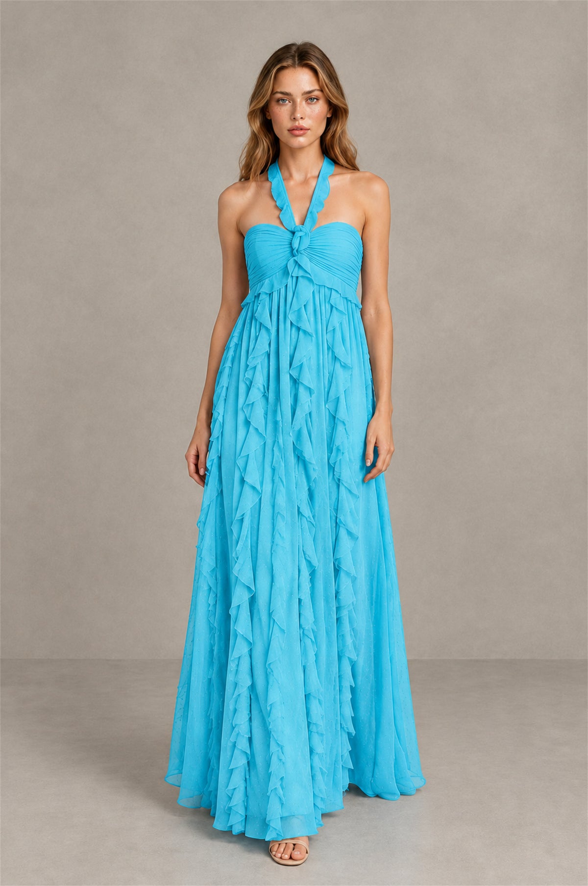BOLODOO Pool Halter Ruffle A-Line Floor-Length Evening Dress - Pool - Pool_4