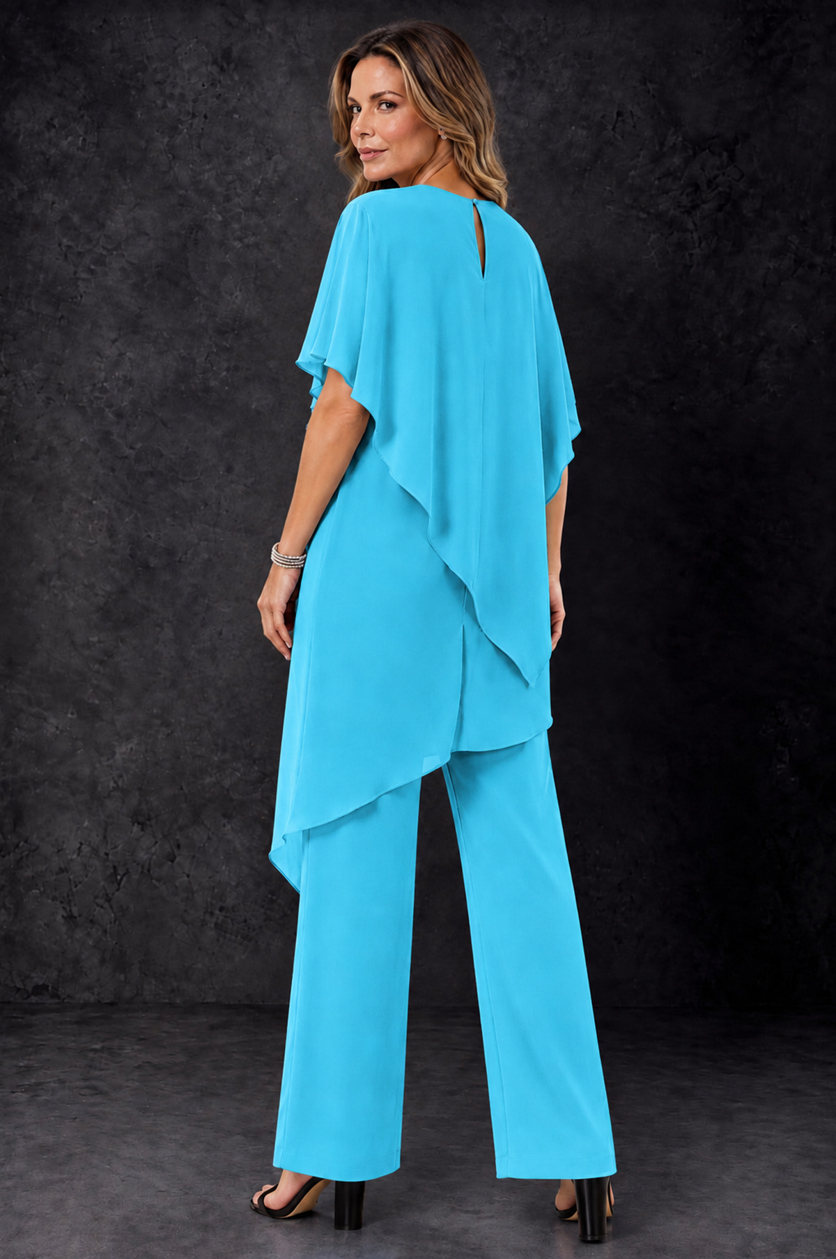BOLODOO Pool Chiffon Two Piece Mother of the Bride Pant Suit - Pool - Pool_4