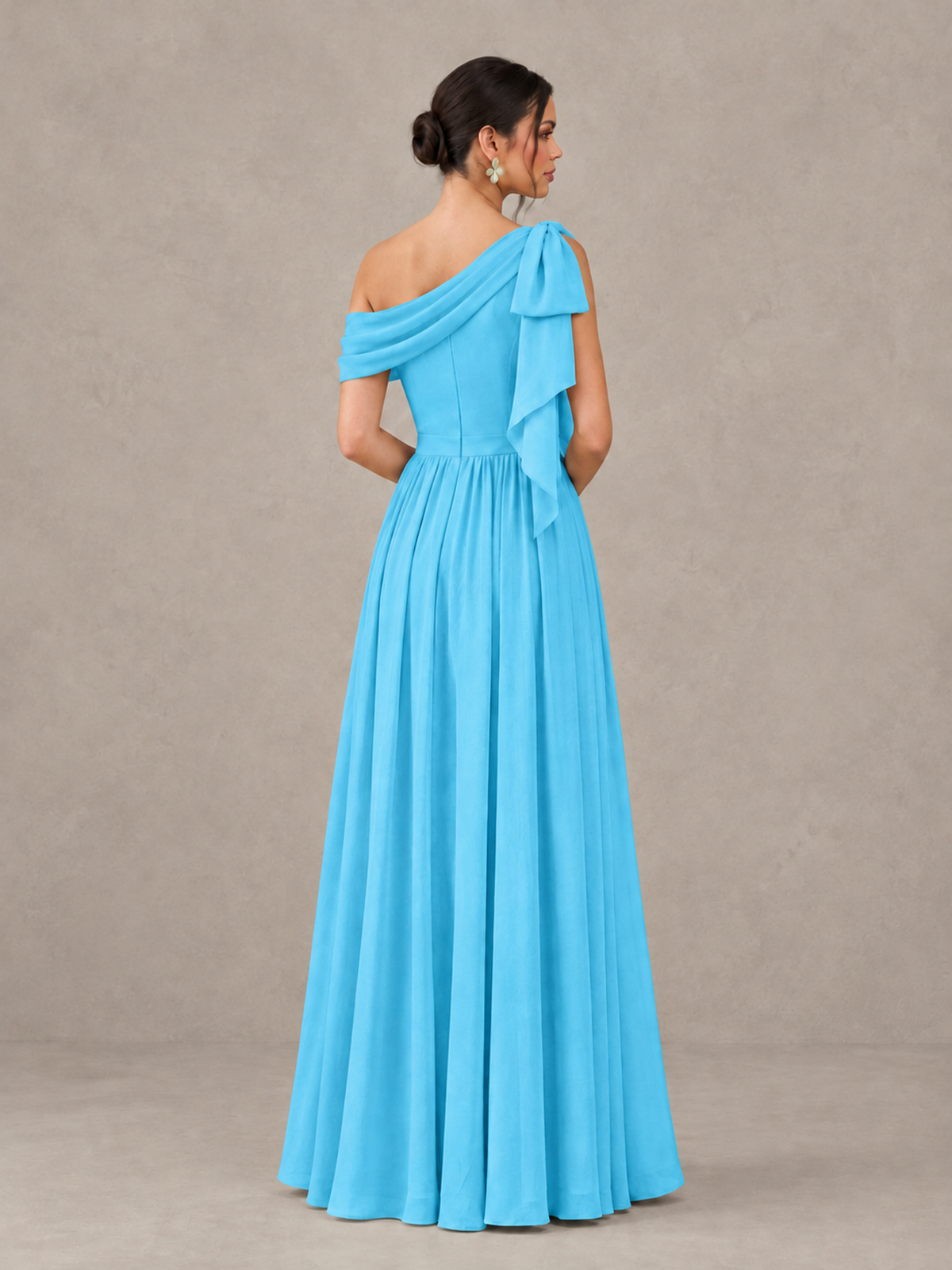BOLODOO Pool One-Shoulder Maternity Bridesmaid Dress with Slit - Pool - Pool (2)