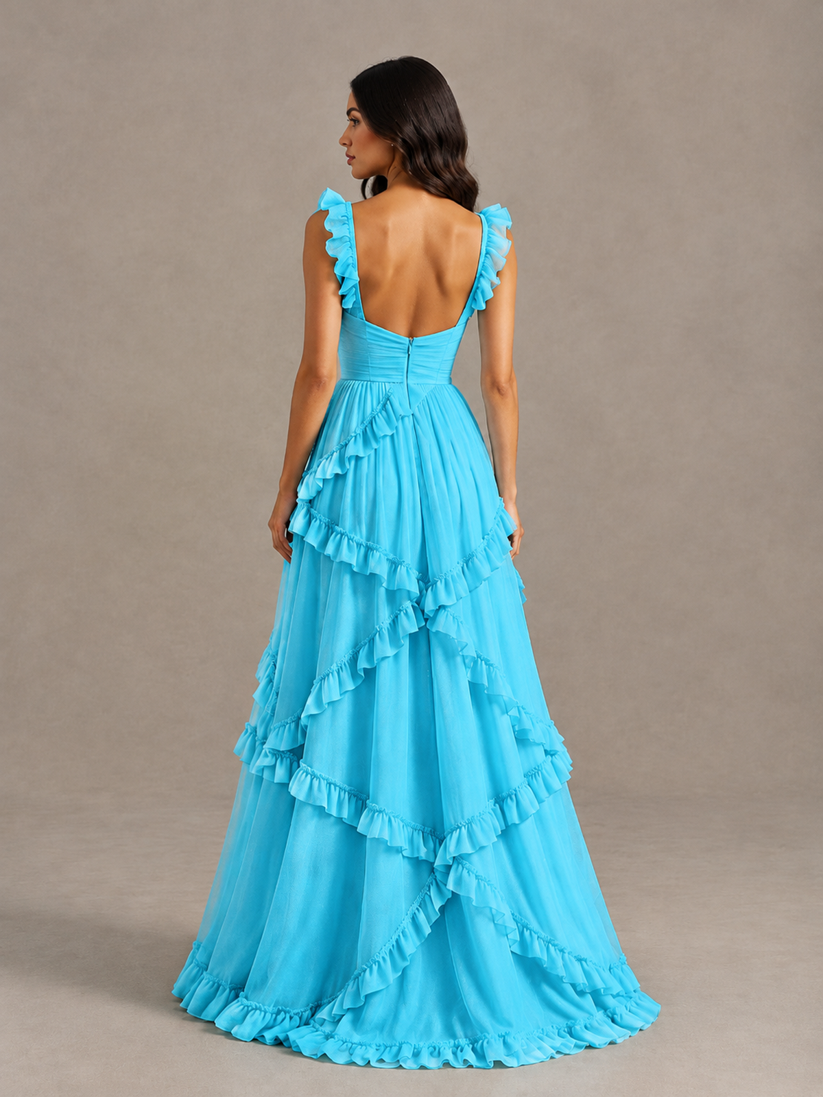 BOLODOO Pool Ruffle A-Line Prom Dress with Open Back - Pool - Pool (2)
