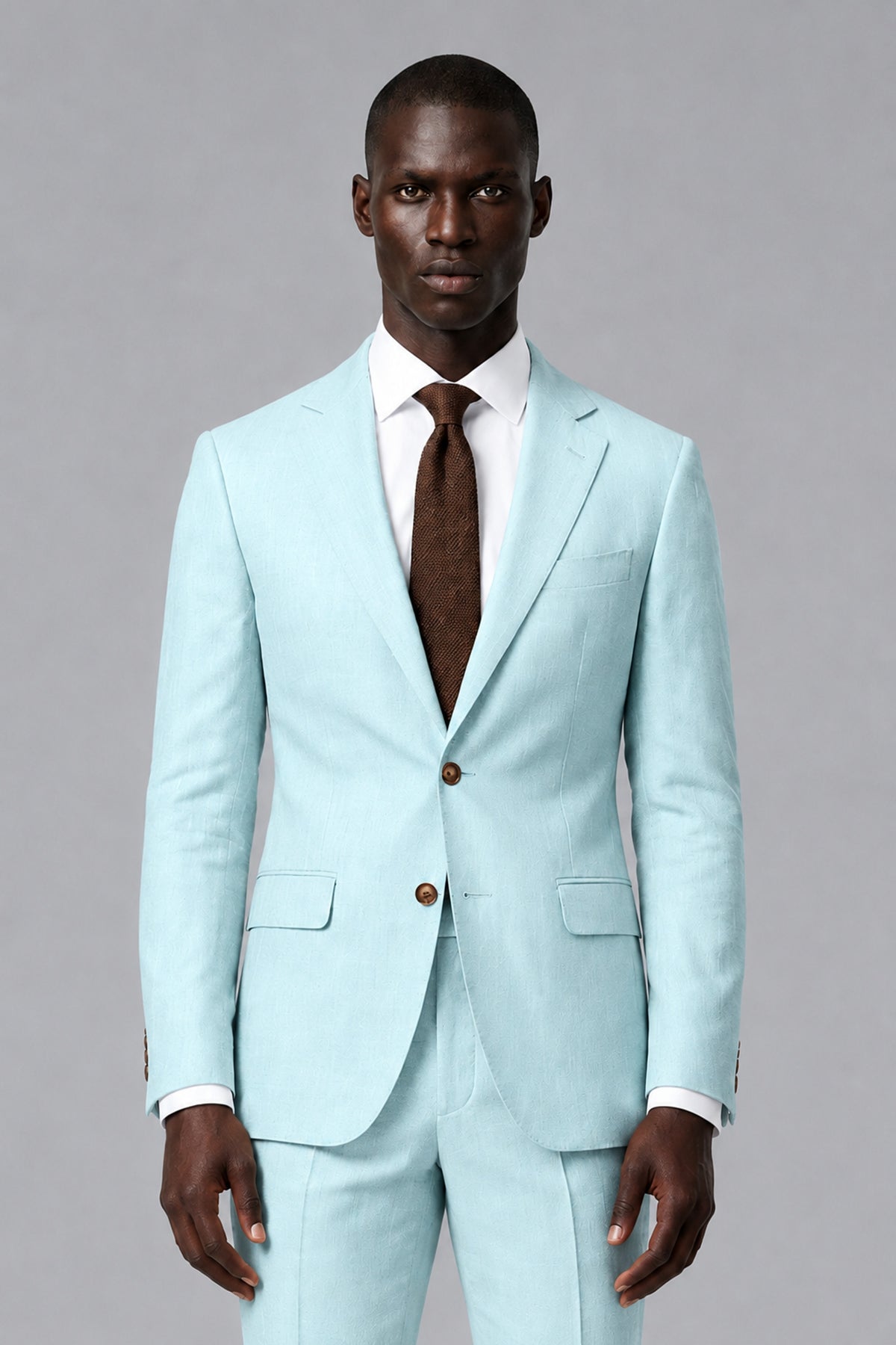Men's Powder Blue Two-Piece Notch Lapel Suit - Powder Blue - Powder Blue_1