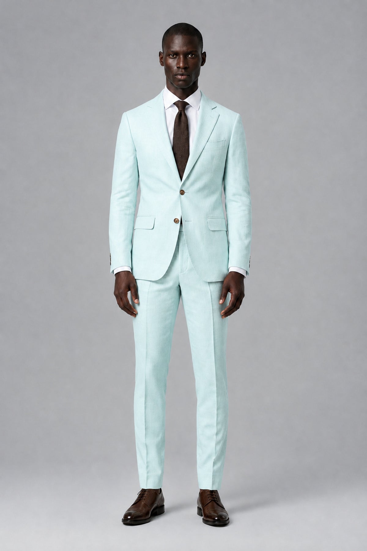Men's Powder Blue Two-Piece Notch Lapel Suit - Powder Blue - Powder Blue_2
