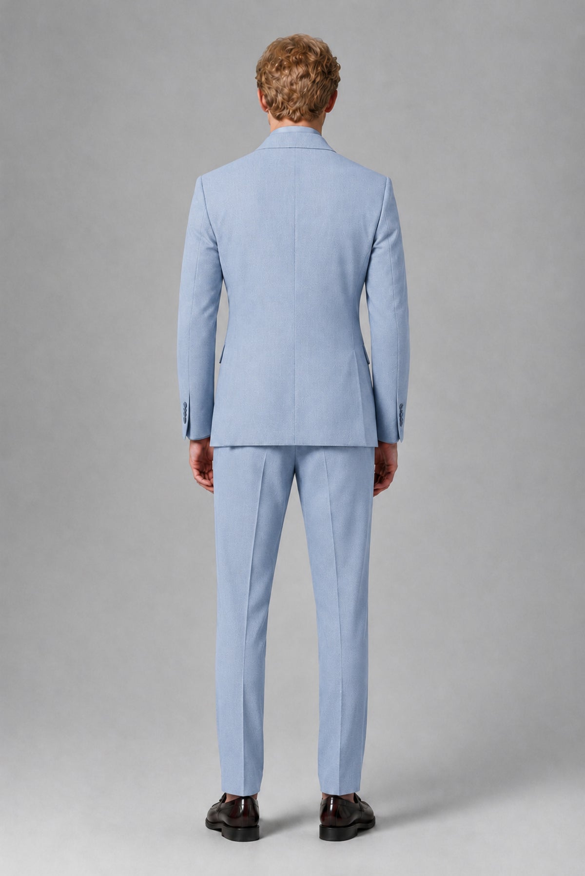 BOLODOO Men's Powder Blue Double-Breasted Two-Piece Suit – Jacket & Trousers - Powder Blue