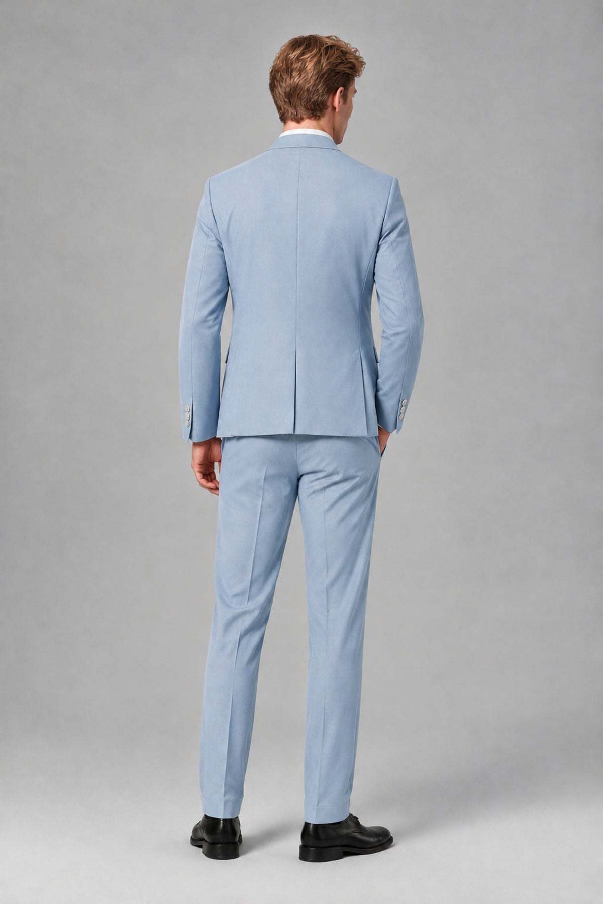 Bolodoo Men's Powder Blue Mandarin Collar 3-Piece Suit – Jacket, Vest & Trousers - Powder Blue - Powder Blue_3