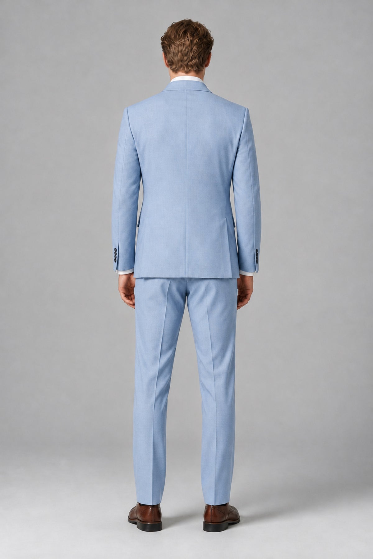Bolodoo Men's Powder Blue Double-Breasted Two-Piece Suit with Peak Lapels - Powder Blue - Powder Blue_3