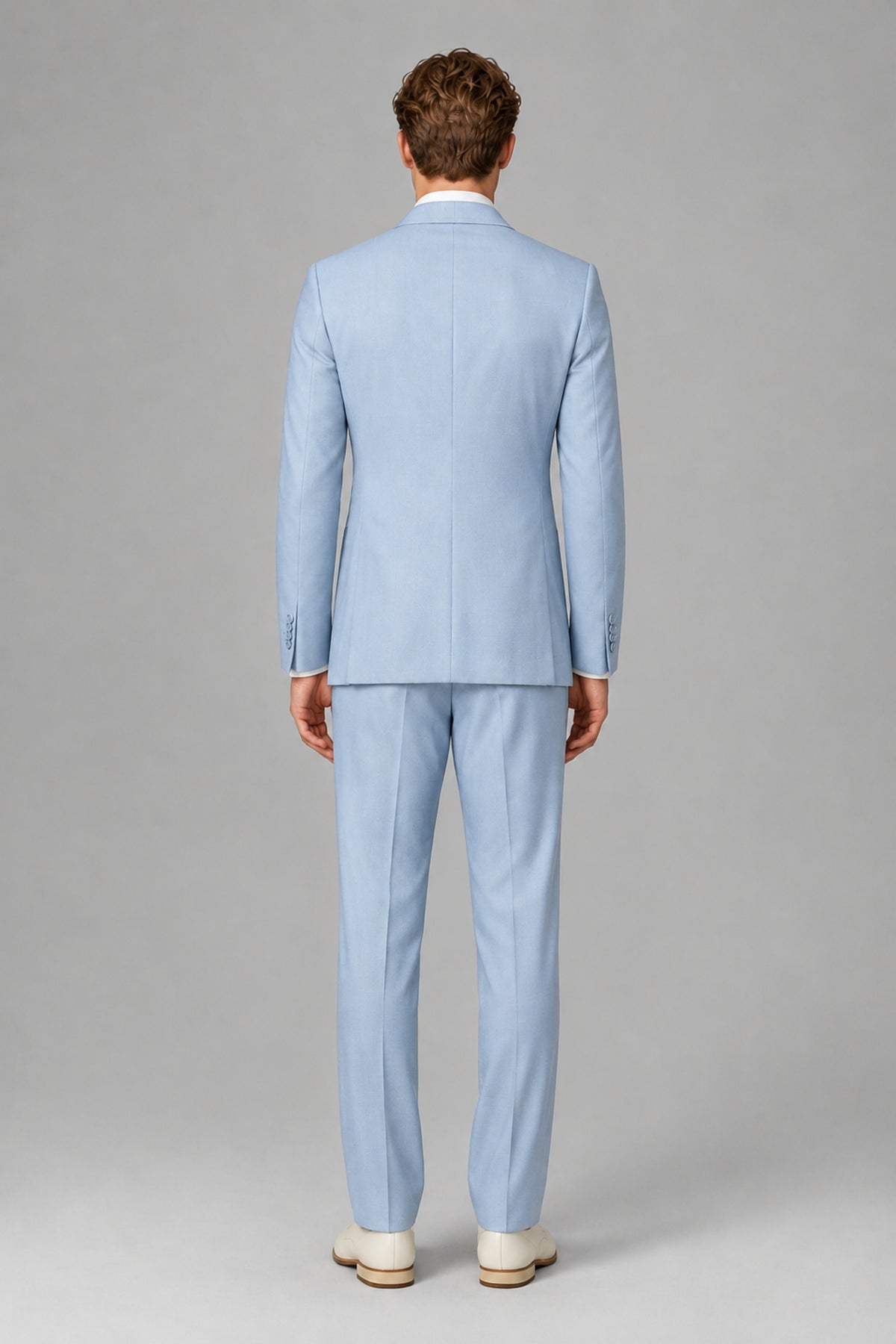 Bolodoo Men's Powder Blue Wrap Tie-Waist Two-Piece Suit – Jacket & Trousers - Powder Blue - Powder Blue_3