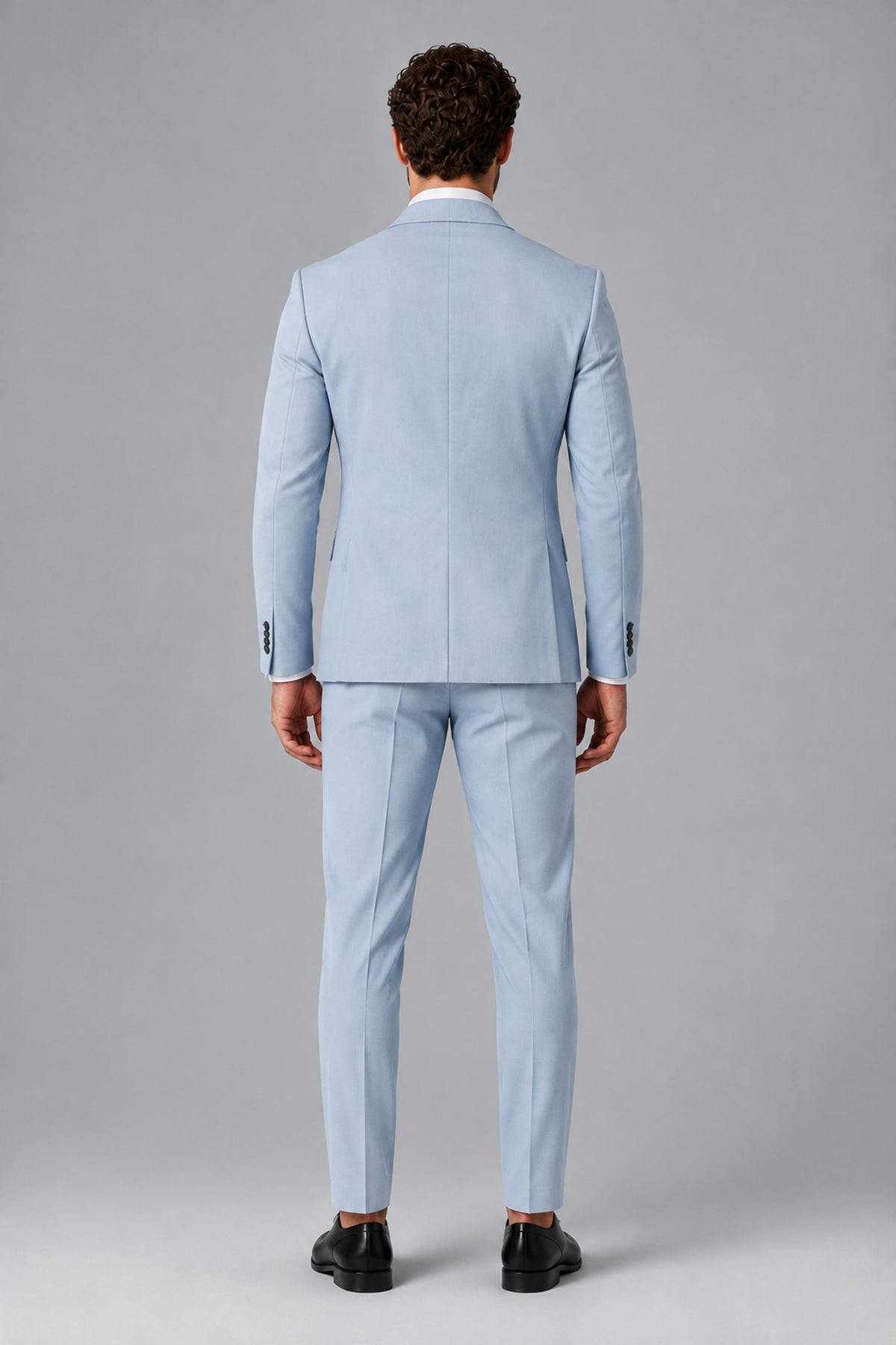 Bolodoo Men's Powder Blue Two-Piece Suit with Notch-Lapel Jacket & Trousers - Powder Blue - Powder_Blue_3