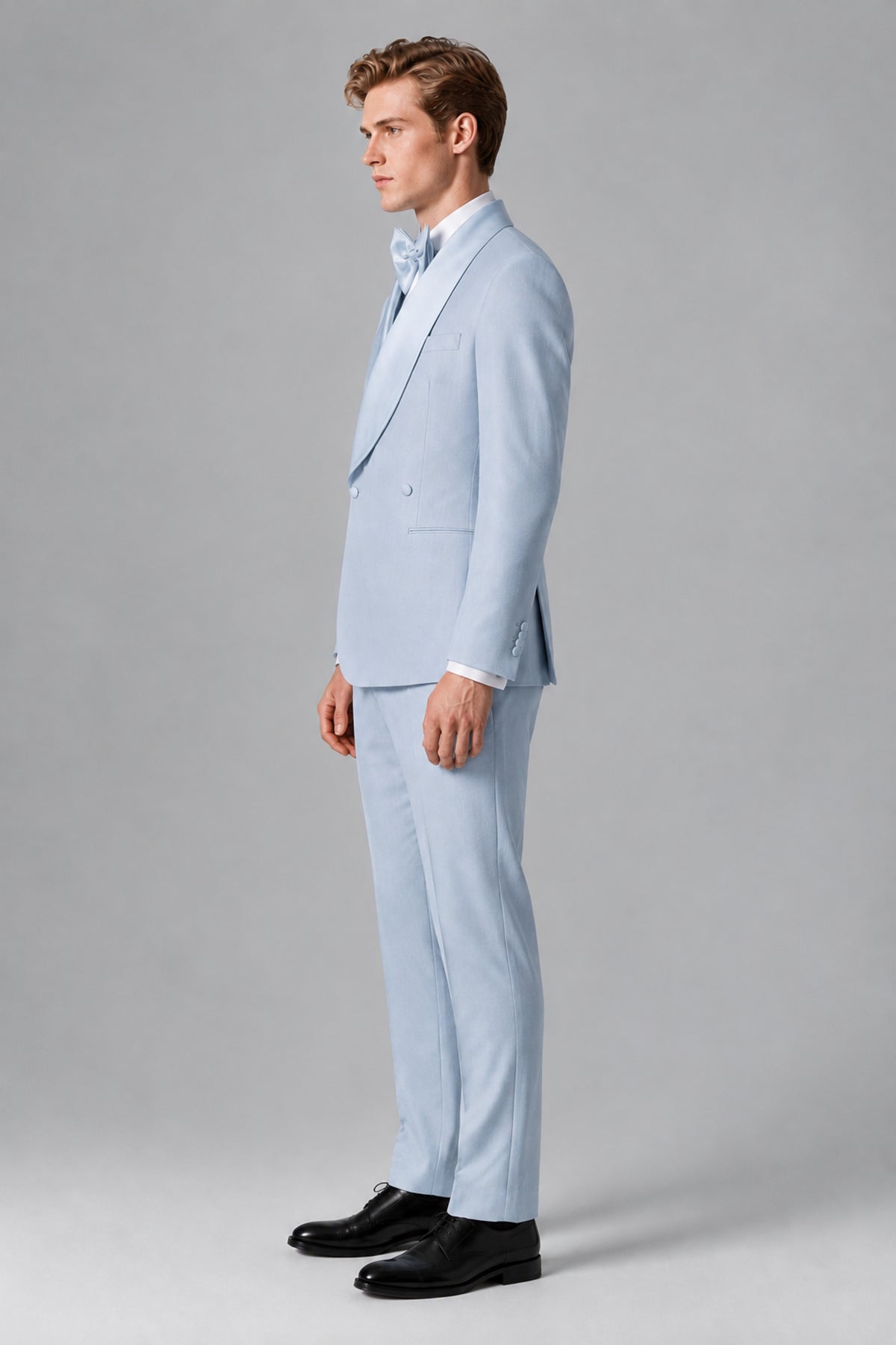 Bolodoo Men's Powder Blue Shawl Lapel 2-Piece Tuxedo Suit – Jacket & Trousers - Powder Blue - Powder Blue (2)