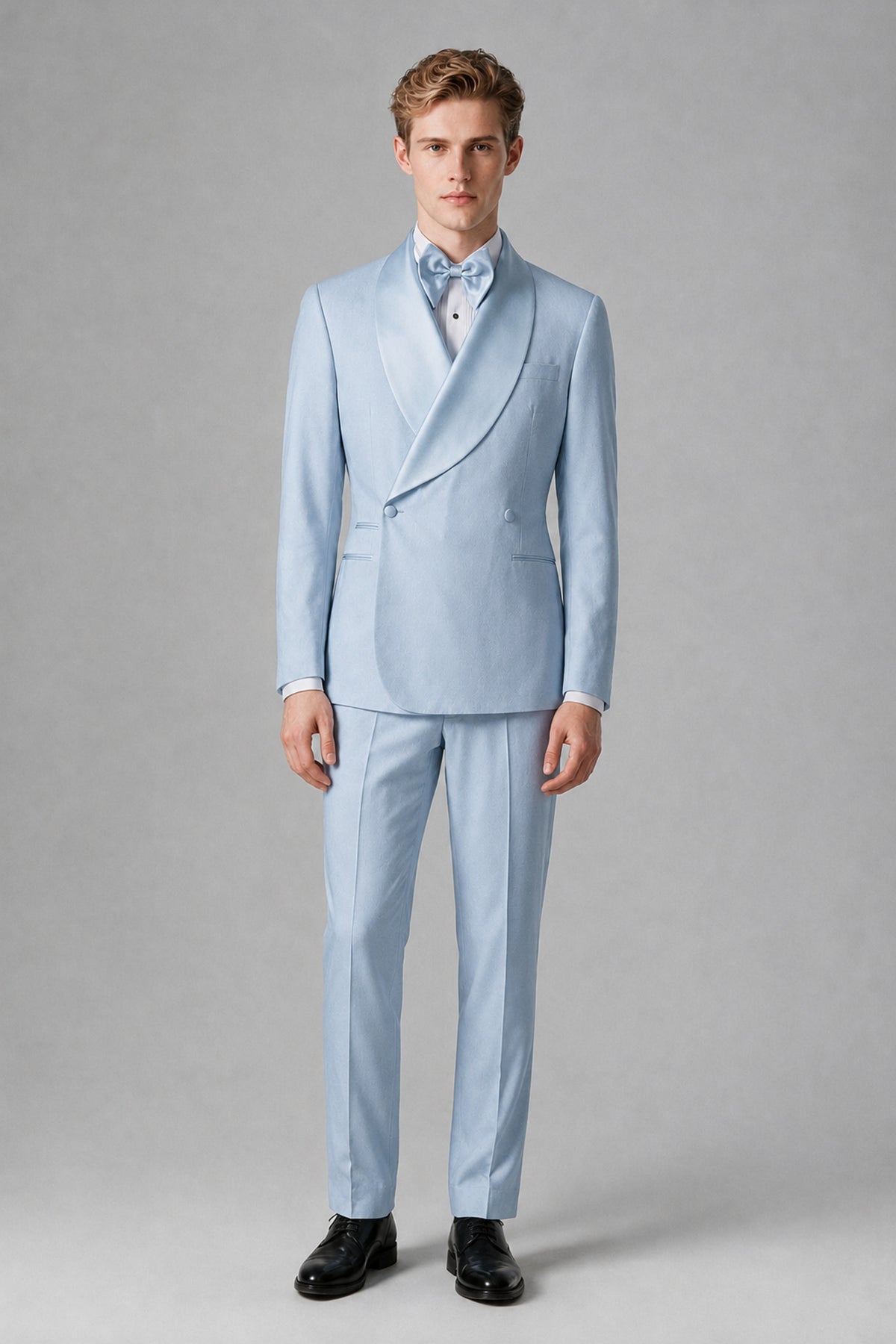 Bolodoo Men's Powder Blue Shawl Lapel 2-Piece Tuxedo Suit – Jacket & Trousers - Powder Blue - Powder Blue (3)
