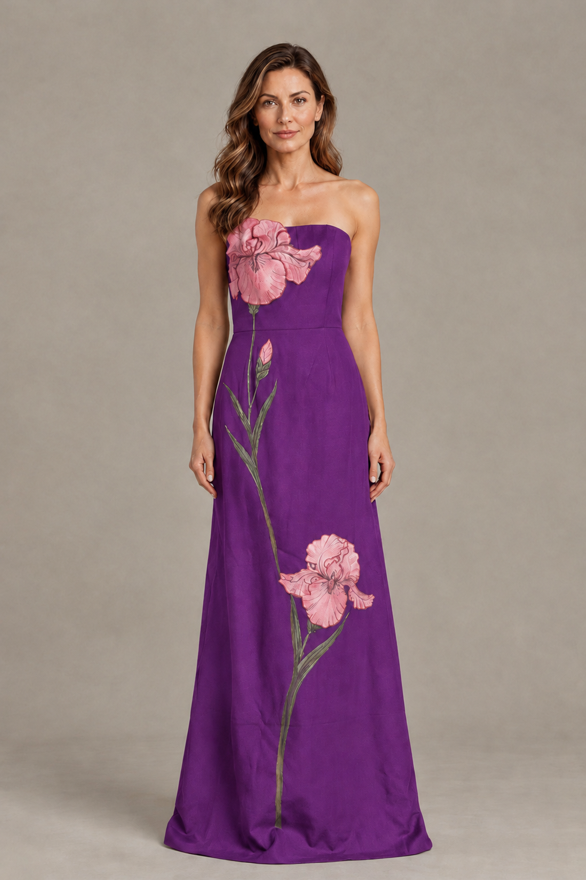 BOLODOO Purple Strapless Floral Mother of the Bride Gown - Purple - Purple_01