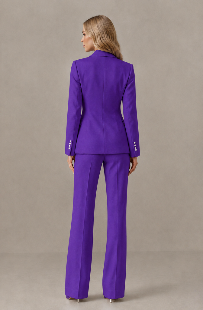 BOLODOO Purple Women's Three-Piece Pantsuit with Blazer & Vest - Purple - Purple_02