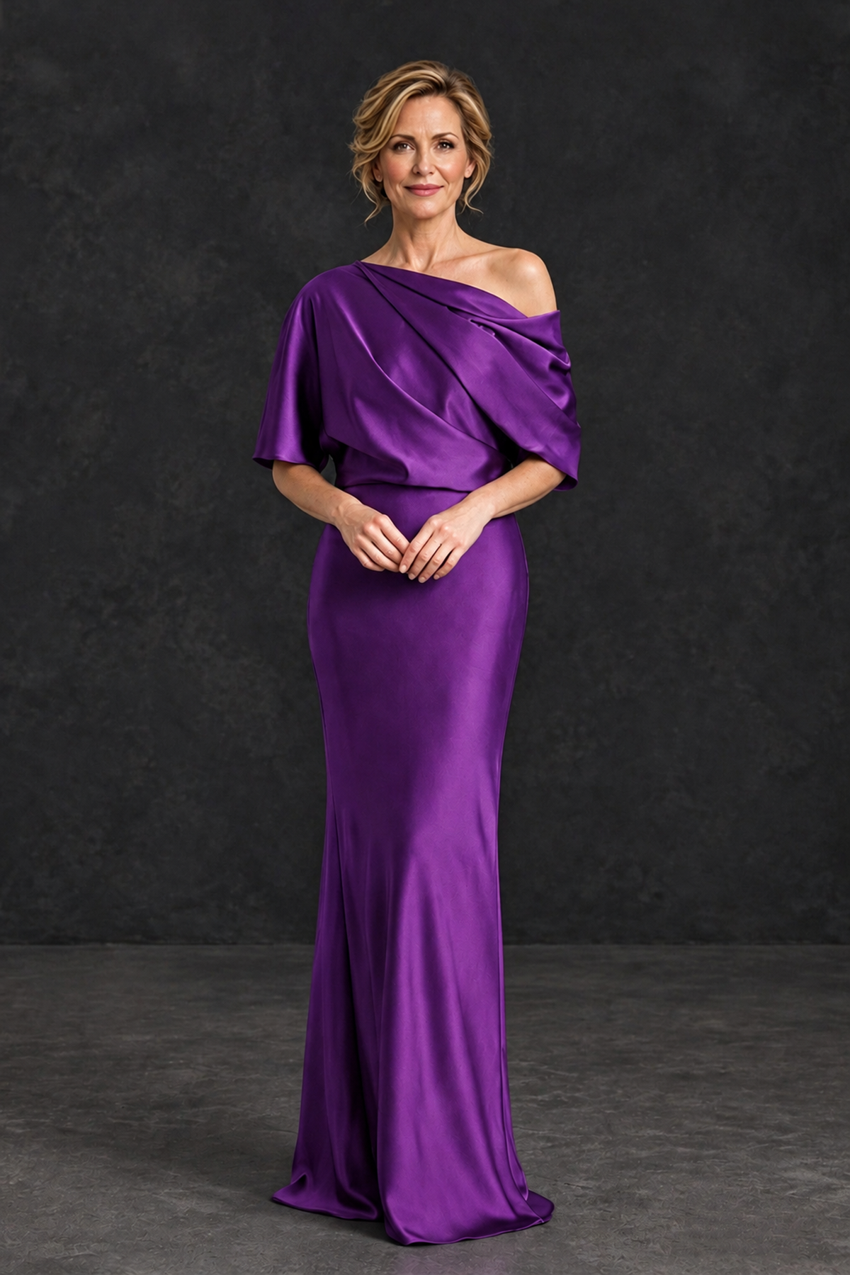 BOLODOO Purple Satin Asymmetric Mother of the Bride Dress - Purple - Purple_1