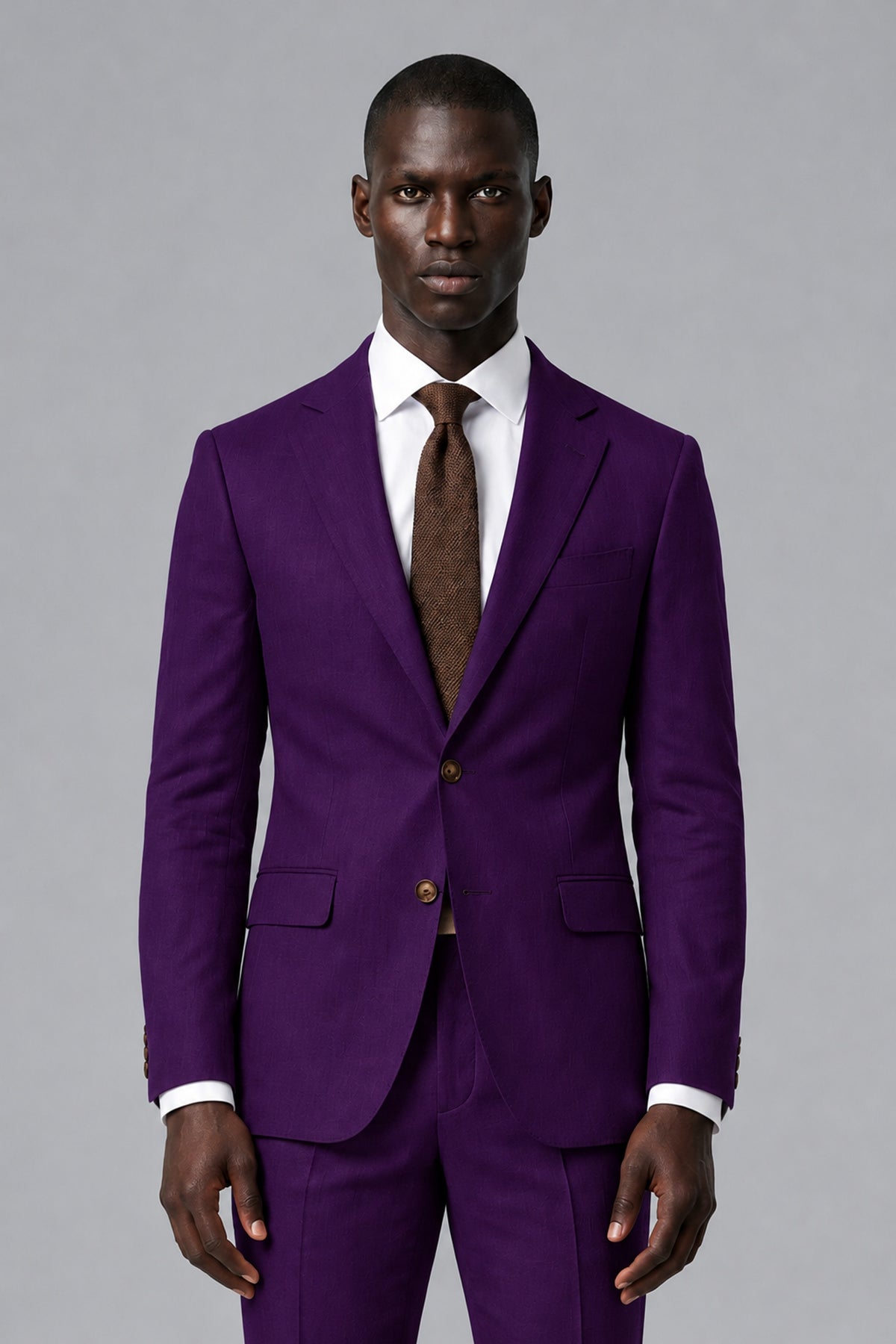 Men's Purple Two-Piece Notch Lapel Suit - Purple - Purple_1