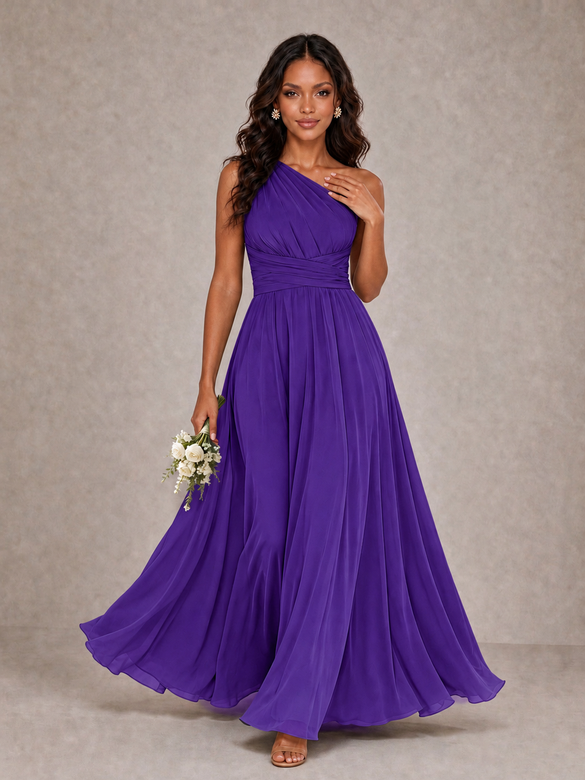 BOLODOO Purple One-Shoulder A-Line Bridesmaid Dress - Purple - Purple_1