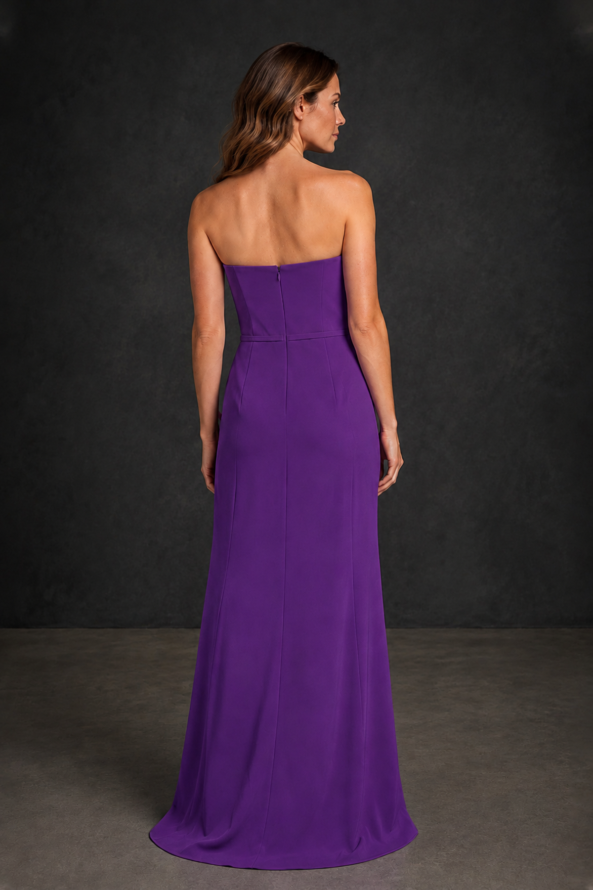 BOLODOO Purple Strapless Mother of the Bride Dress with Ruffle Detail - Purple - Purple_2