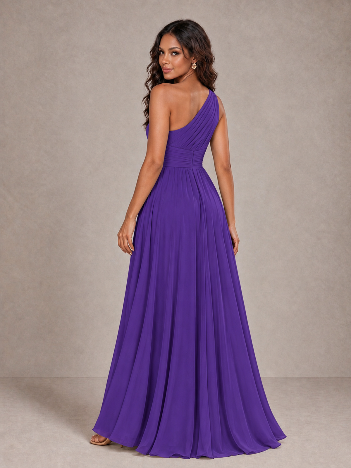 BOLODOO Purple One-Shoulder A-Line Bridesmaid Dress - Purple - Purple_2