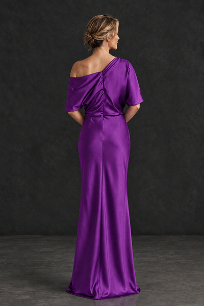 BOLODOO Purple Satin Asymmetric Mother of the Bride Dress - Purple - Purple_2