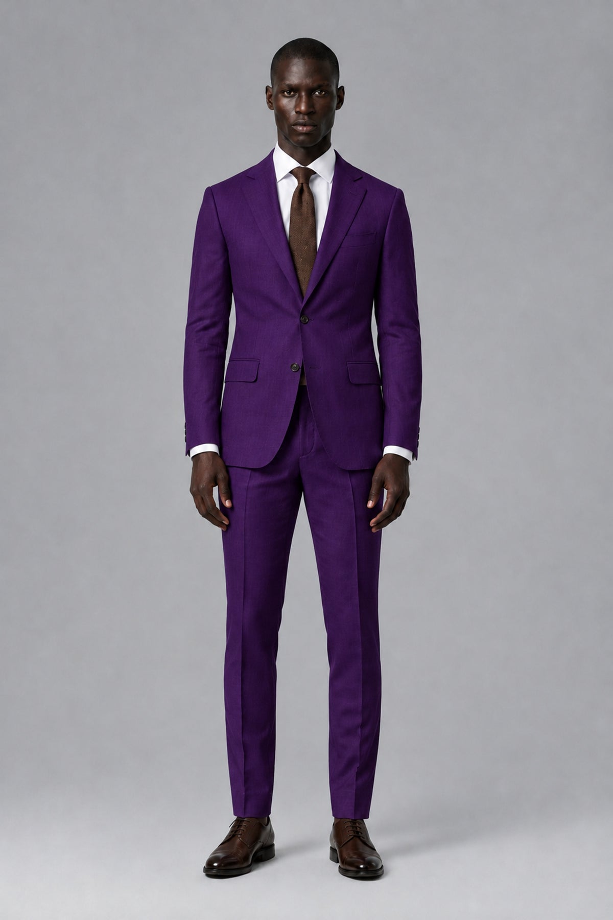 Men's Purple Two-Piece Notch Lapel Suit - Purple - Purple_2