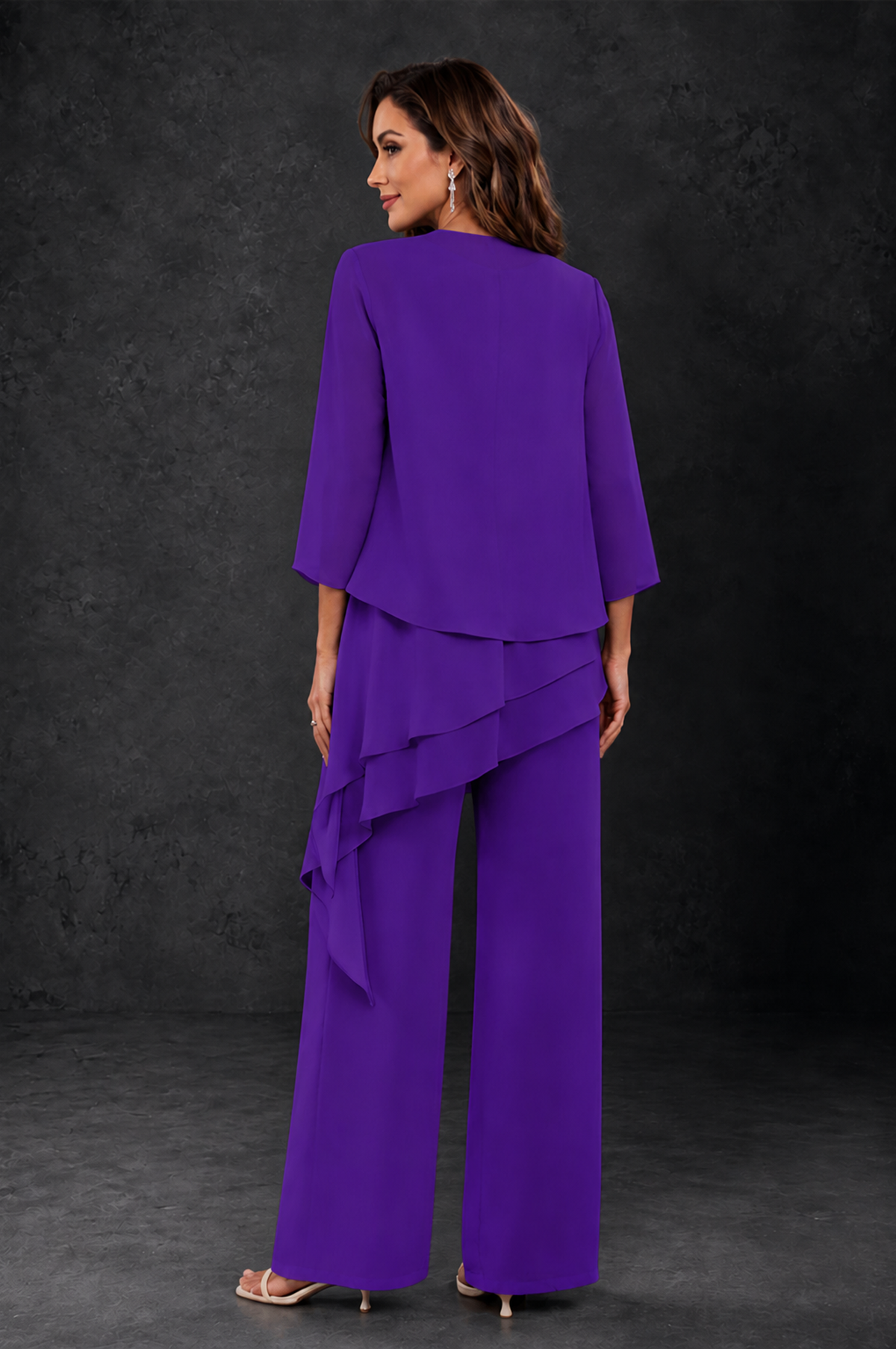 BOLODOO Purple Layered Mother of the Bride Pantsuit with Jacket - Purple - Purple_2