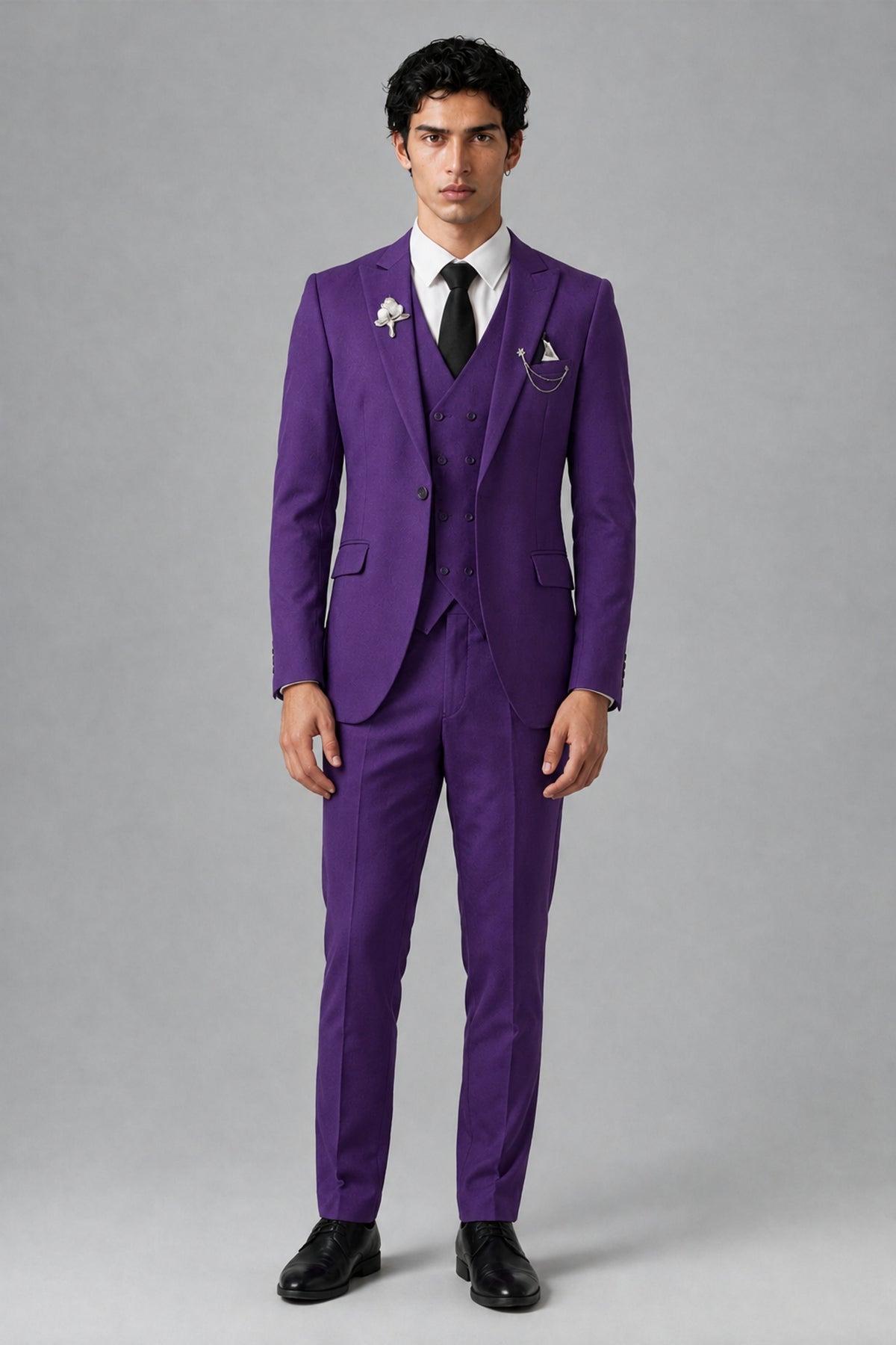 Bolodoo Men's Purple 2-Piece Suit – Notch Lapel Jacket & Trousers - Purple - Purple_2