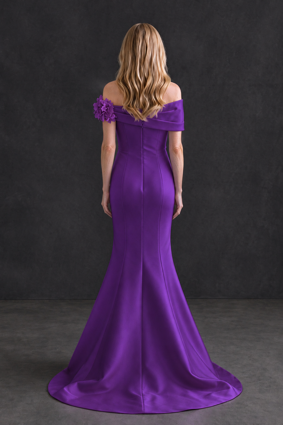 BOLODOO Purple Off-Shoulder Floral Mermaid Mother of the Bride Dress - Purple - Purple_2