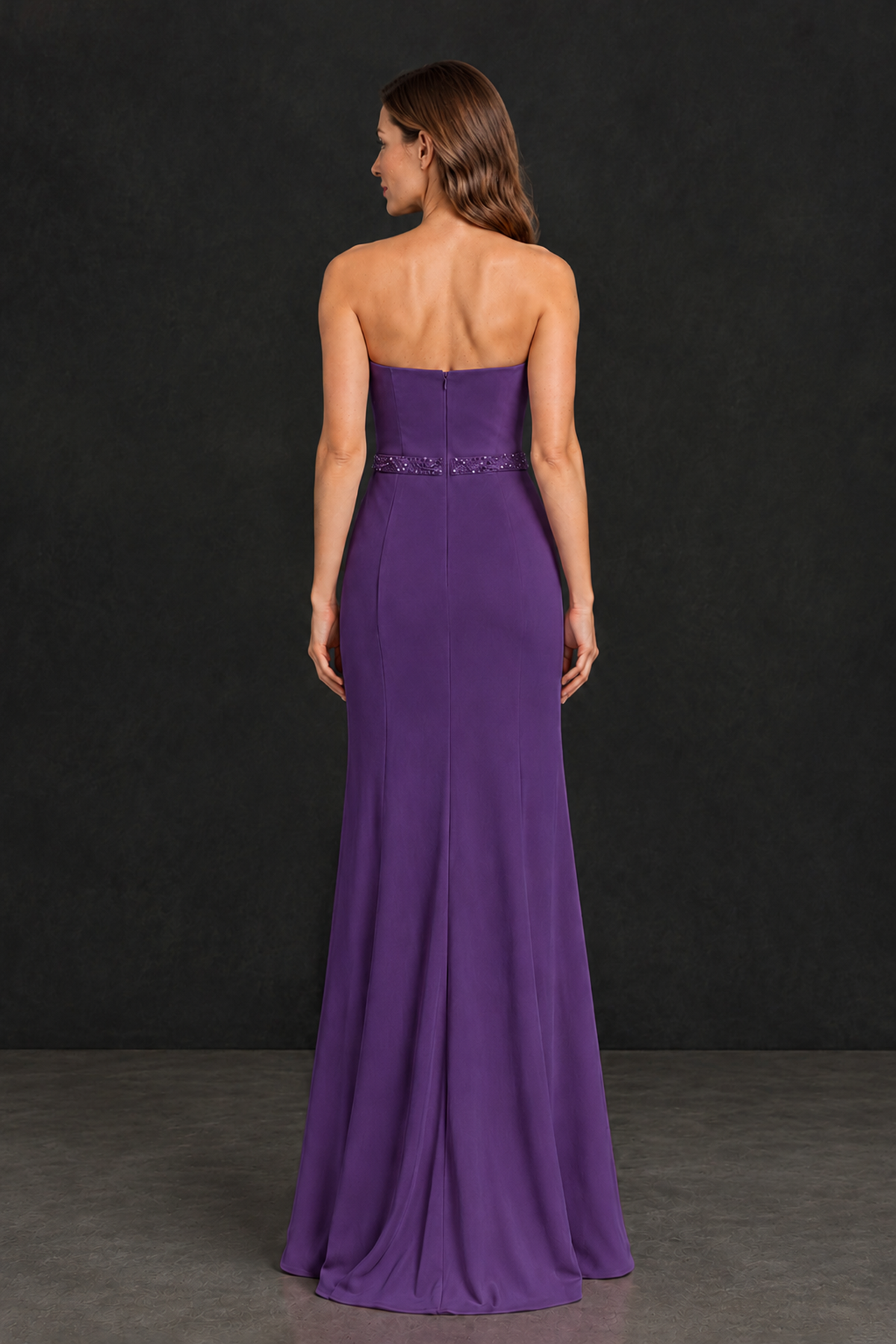 BOLODOO Purple Strapless Mother of the Bride Dress with 3D Floral Appliques - Purple - Purple_2
