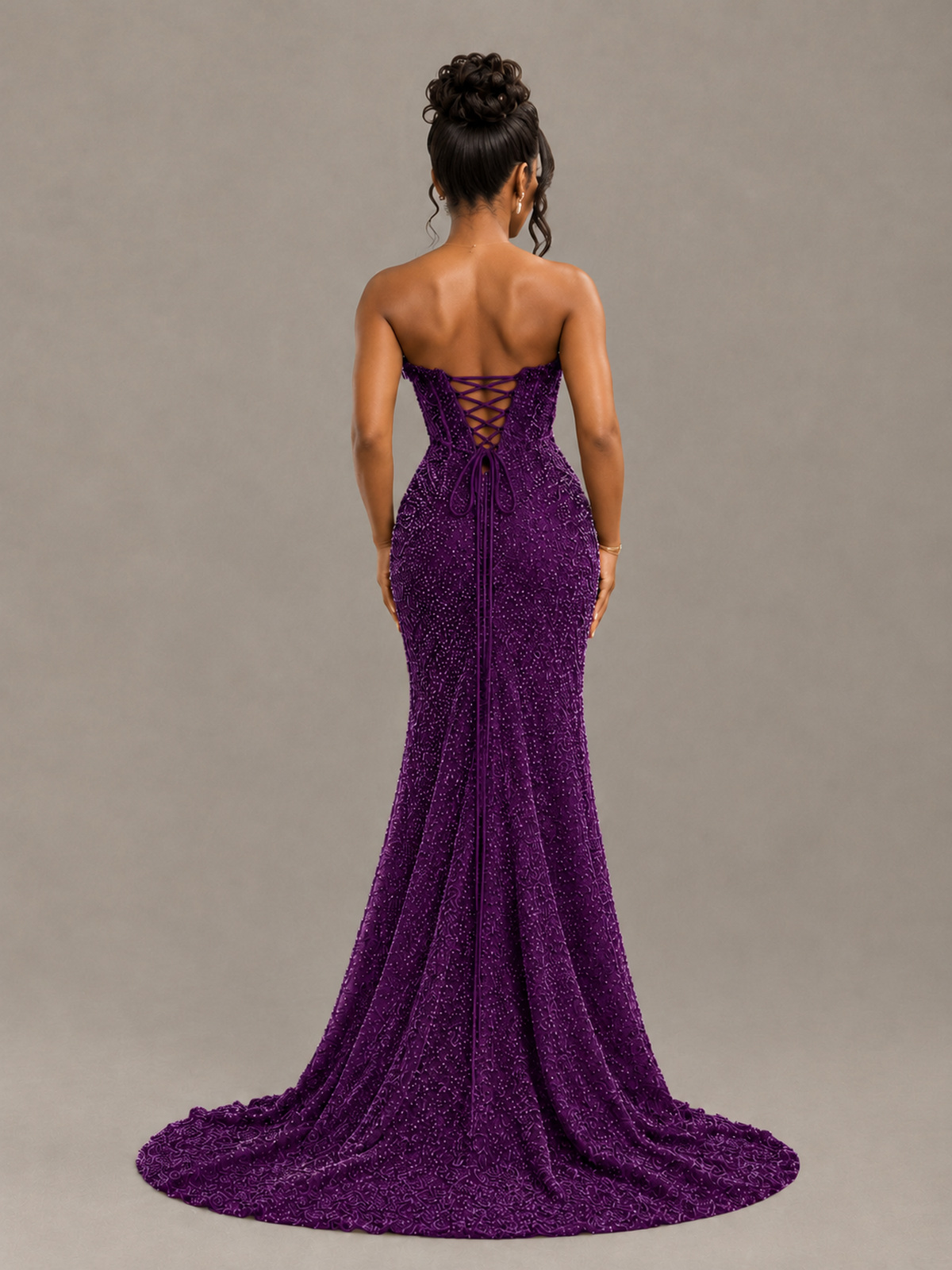 BOLODOO Purple Gold Corset Prom Dress with High Slit - Purple - Purple_2