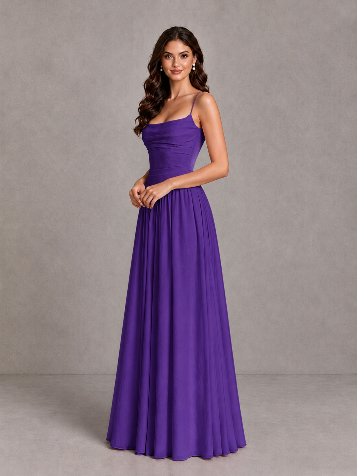 BOLODOO Purple Lace-Up Back A-Line Bridesmaid Dress - Purple - Purple_3