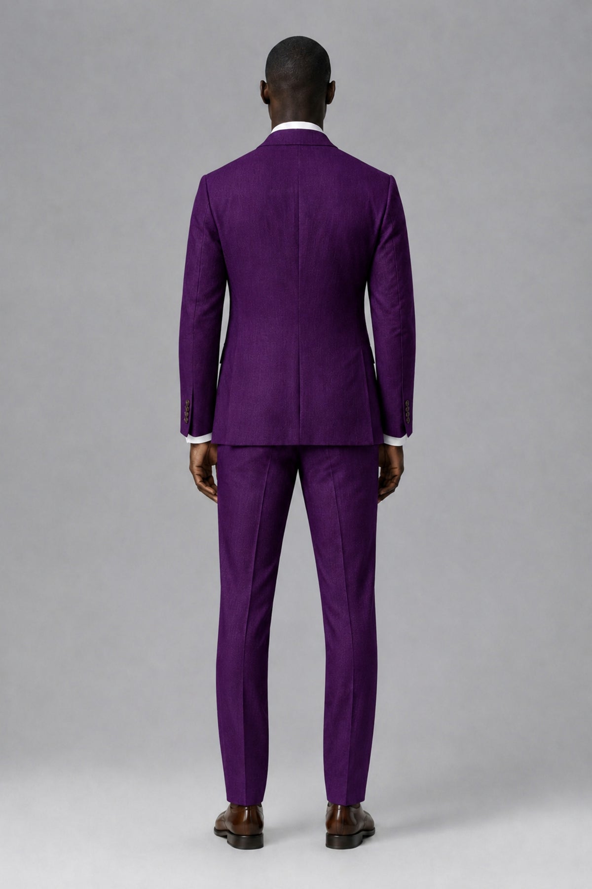 Men's Purple Two-Piece Notch Lapel Suit - Purple - Purple_3