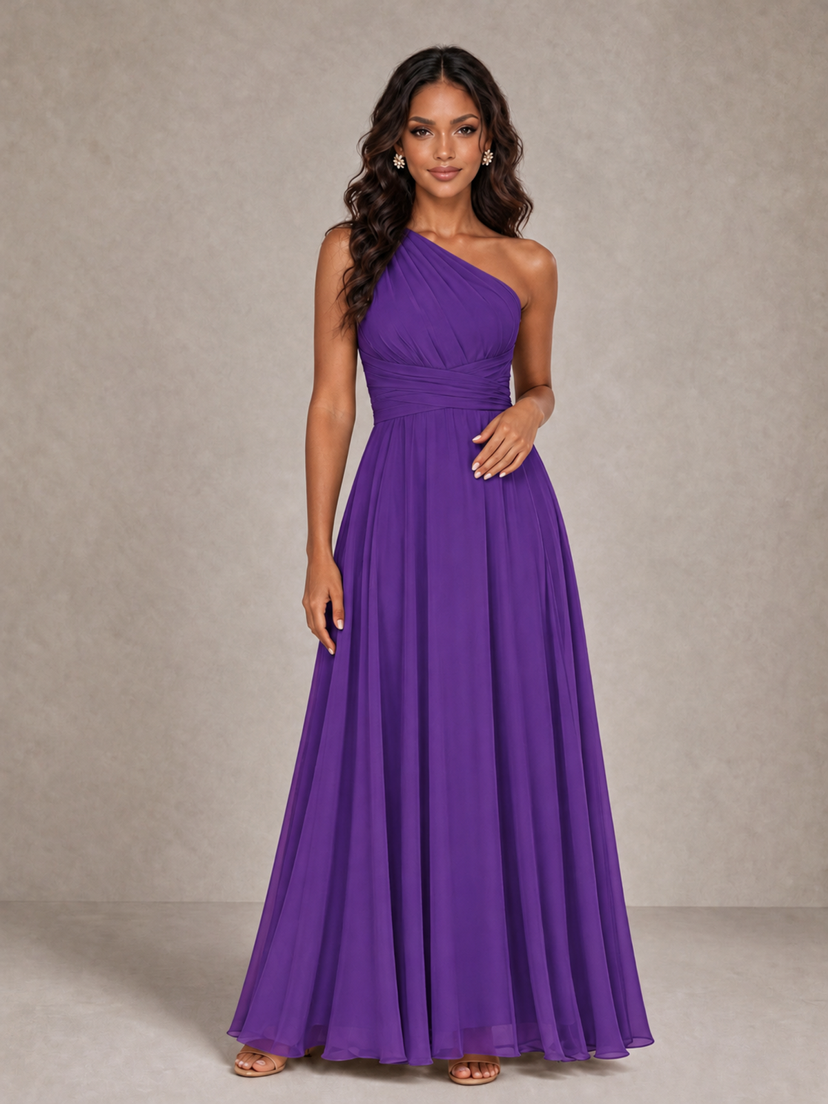 BOLODOO Purple One-Shoulder A-Line Bridesmaid Dress - Purple - Purple_3