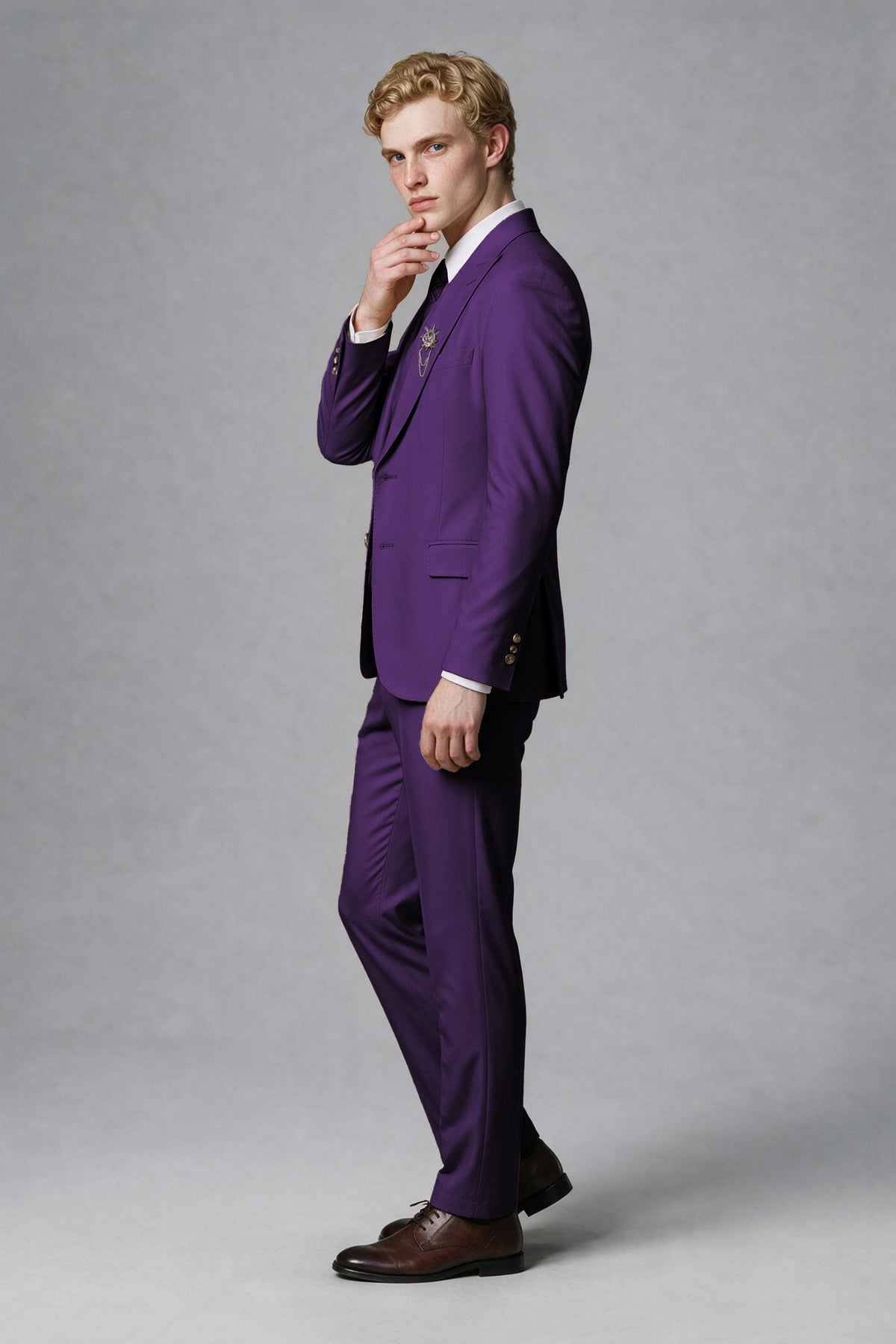 BOLODOO Men's Purple Two-Piece Wedding Suit – Jacket & Trousers - Purple