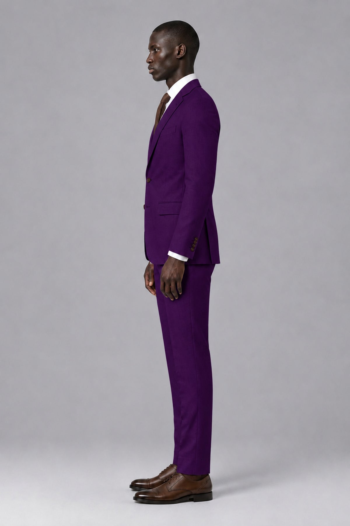 Men's Purple Two-Piece Notch Lapel Suit - Purple - Purple_4